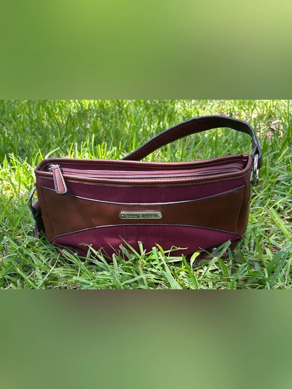 Vintage Etienne Aigner Burgundy and Brown Shoulder Bag
